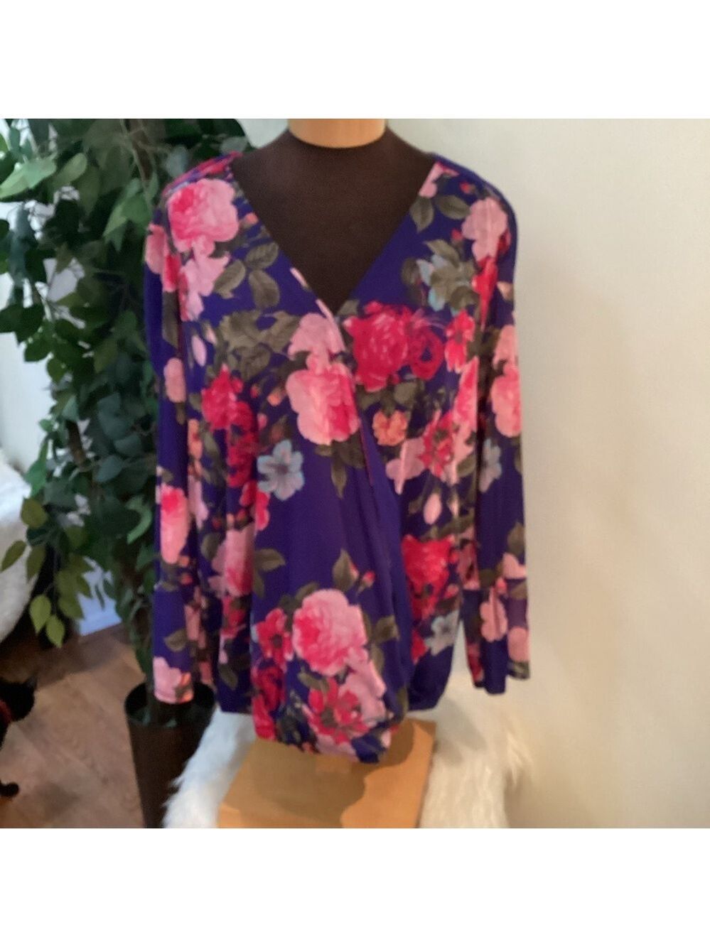 INC Concepts surplice pullover blouse colorful floral Woman’s size 2X - Picture 1 of 11